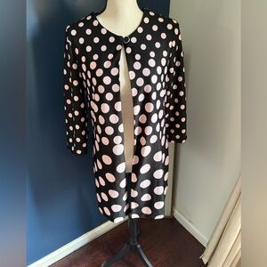 NY Collection Black Cardigan with Pink Polka Dots Size 10